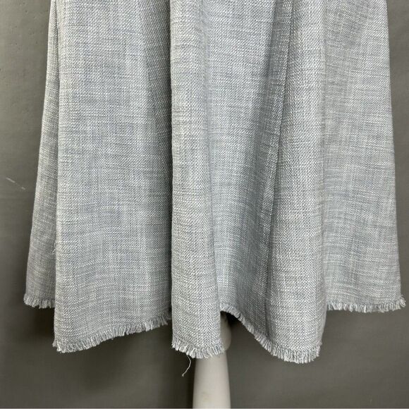 Rebecca Taylor Slub Suit Dress 8 Light Gray Sleevless Fit & Flare Woven Cotton - Picture 8 of 13
